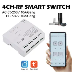 Módulo de interruptor Wifi inalámbrico con Control remoto inteligente, 4 canales, DC 7-32V, AC85-250V, receptor RF, 10A, relé wifi para Alexa DIY