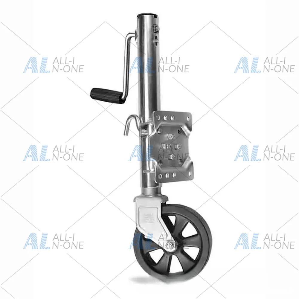 8 Inch Solid Wheel Sidewind Round Swivel Trailer Jack With Bolt On Capacity 675KG Jockey Wheel Boat RV Parts Accessories
