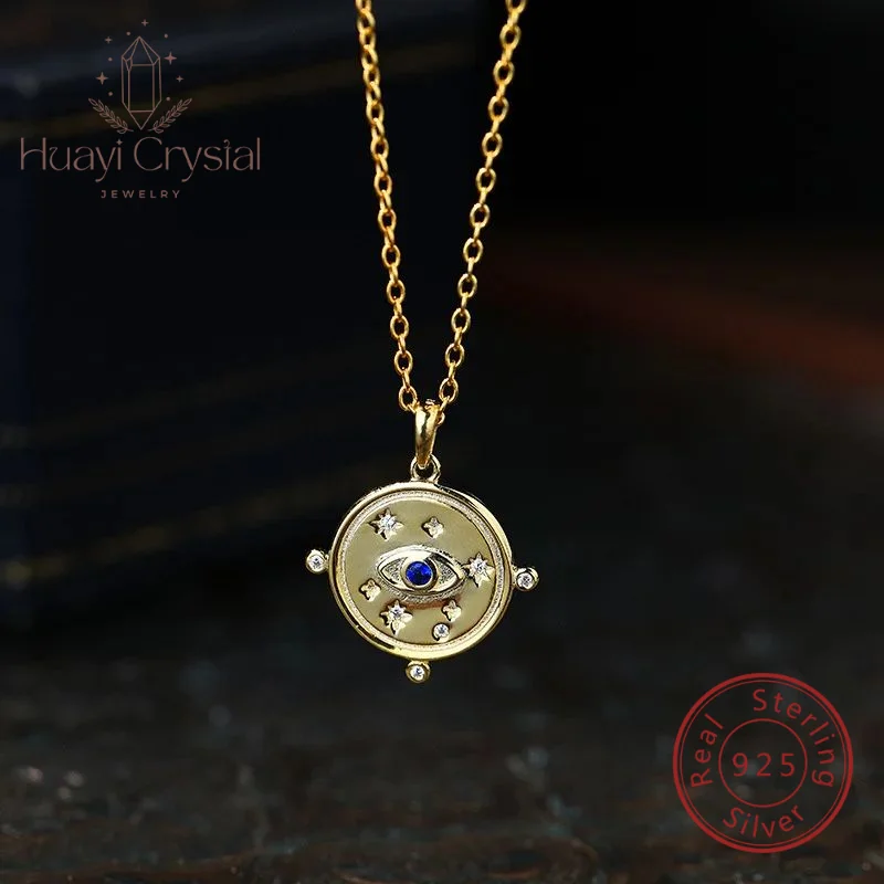 925 sterling silver gold plated jewelry Visionary Charm evil eye Necklace