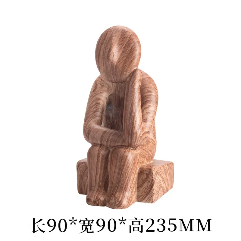 Nordic Imitation Wood Grain Creative Figure Modeling Artwork Decoration Sitting Position Gill Holder Entrance TV Cabinet Home De