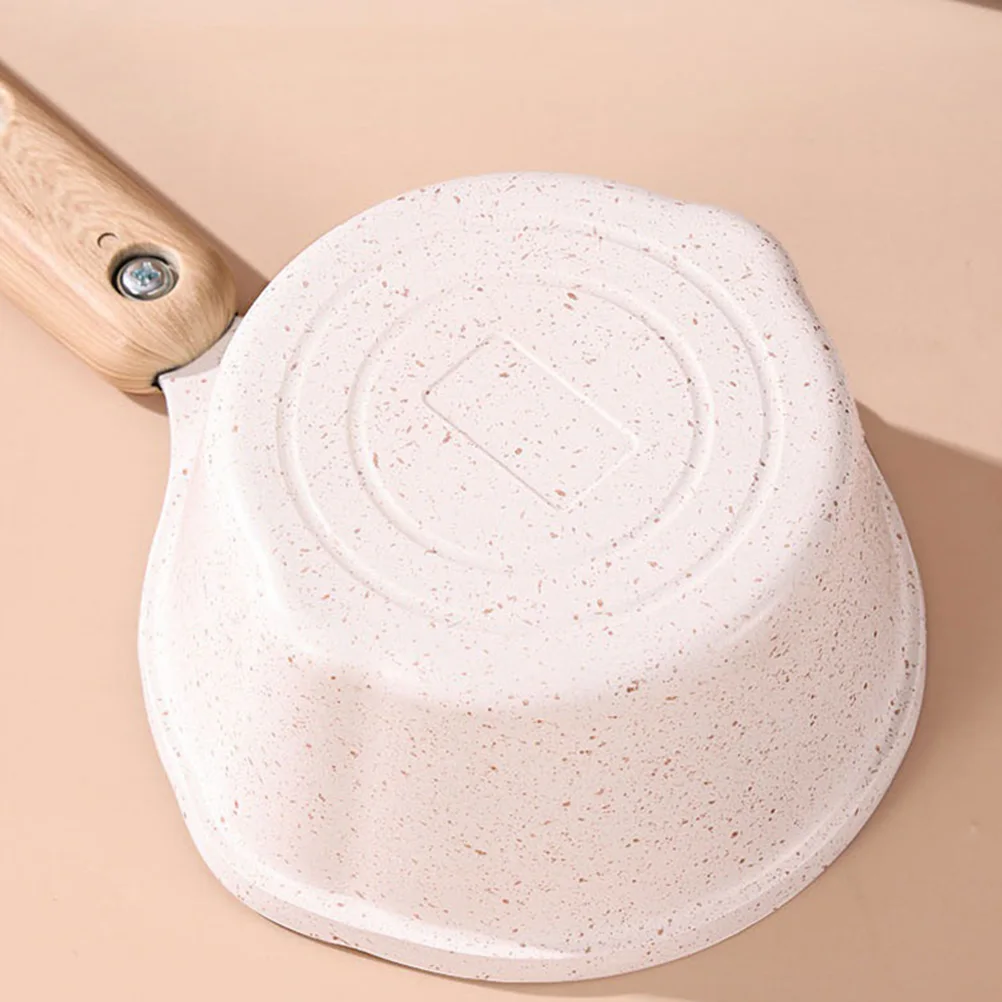 

NonStick Mini Saucepan With Pour Spouts Aluminum Oil Pot White Metal Small Pan For Home Kitchen Easy Handling