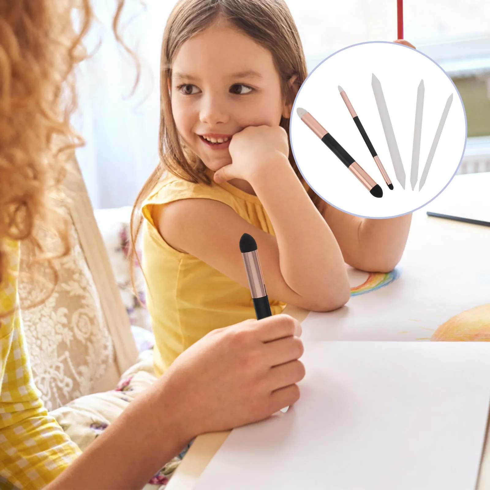 

Набор из 5 двусторонних губчатых блендеров с 2 наконечниками, моющиеся, многоразовые, для коррекции деталей в рисунке, инструмент для художников