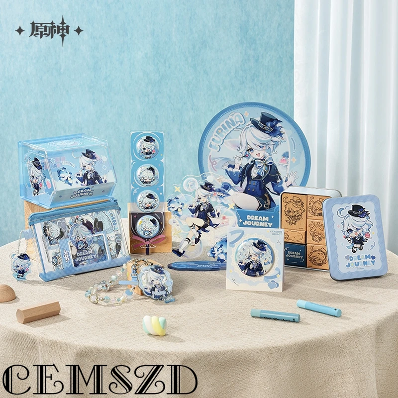 [Genuine]MiHoYo Official Game Genshin Impact Furina Dream Journey Cosplay Badges Pendant Storage Box Set Anime Phone Charms