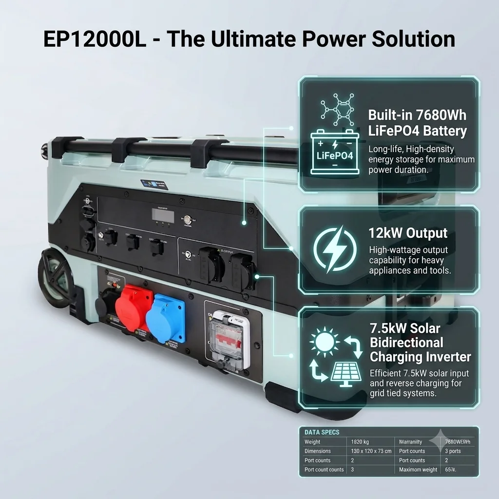 Three Phase Hybrid Solar System Off Grid Solar Energy System Solar Generator 10000 Watt 10000w Portable Power Station