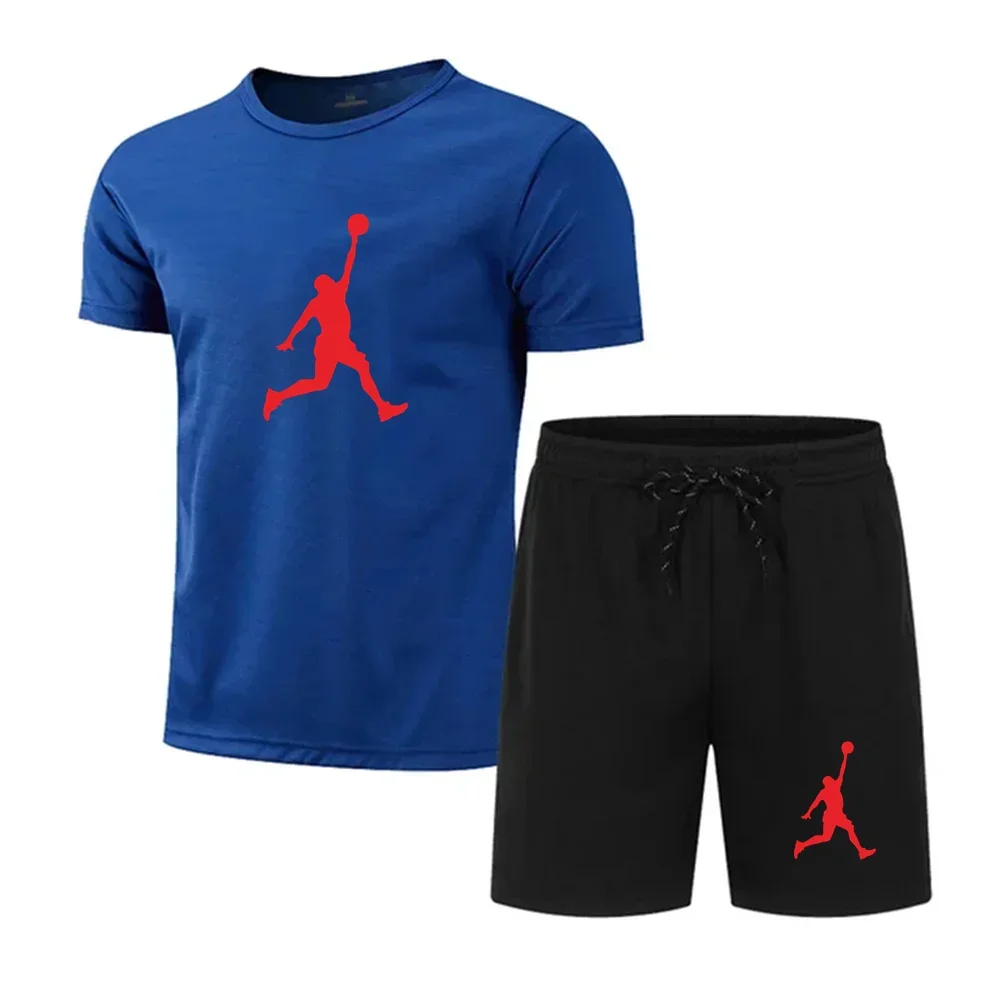 

Men's casual fashion Summer mesh suit Men's quick drying Breathable sports suit Short sleeve T-shirt suit men's jogging suit