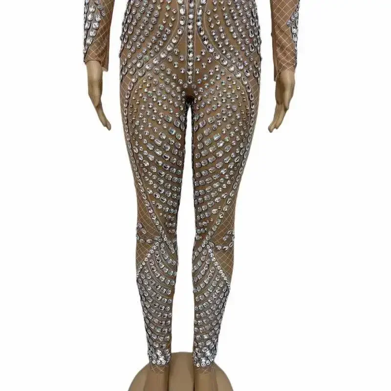 Combinaisons scintillantes pour femmes, tenue Drag Queen avec strass, Costume de spectacle sur scène d'anniversaire, spectacle DJ DS Bar Show