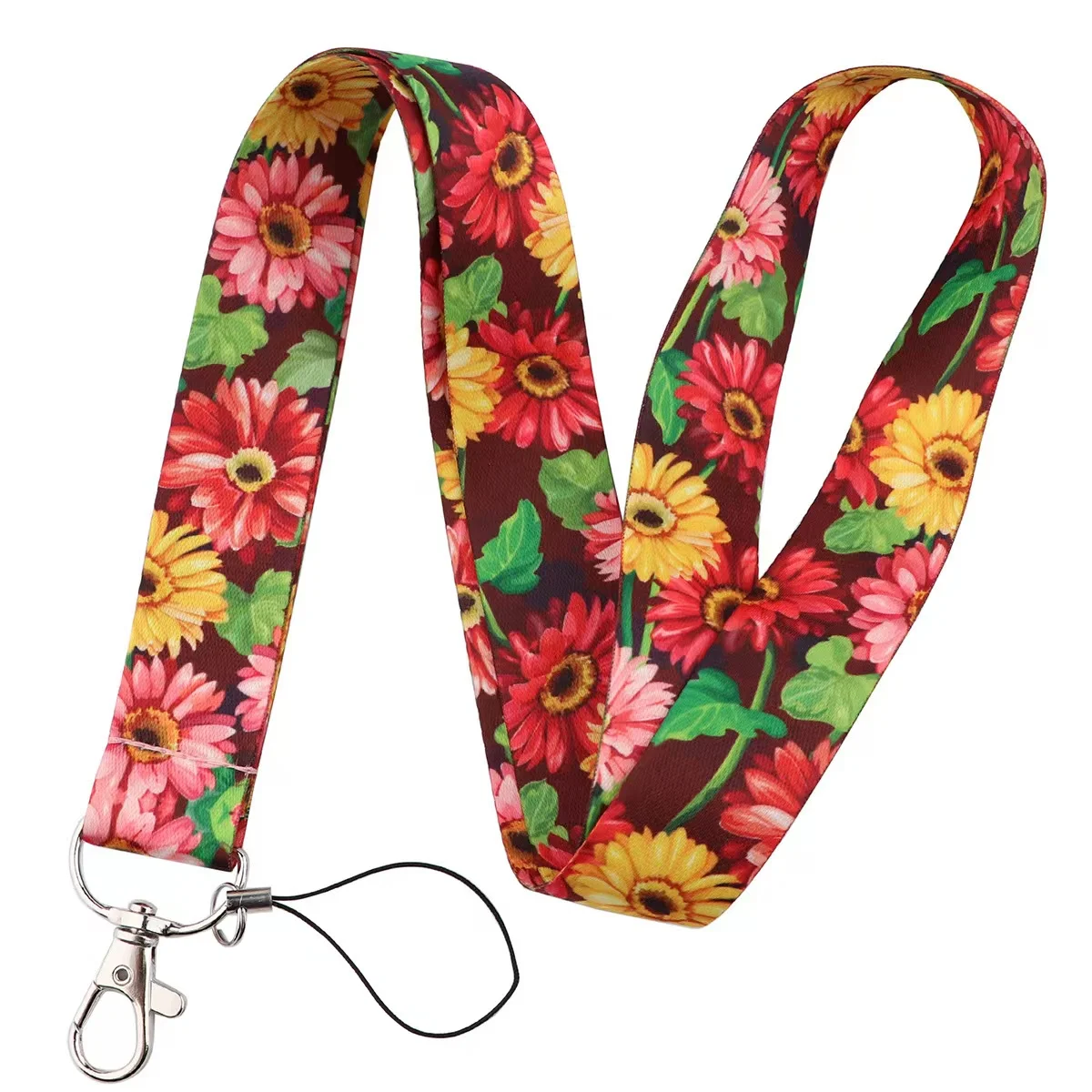 10PCS Sunflower Daisy Design Mobile Phone Straps Lanyard For Key Chains ID Badge Holder Keycord Necklace Webbing Ribbon