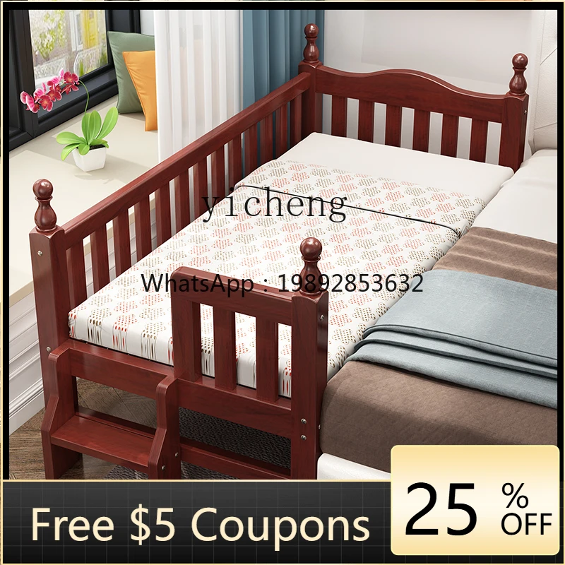 

ZZ Beech Splicing Bed Children's Bed Crib Widened Customized Yanbian Splicing Bed
