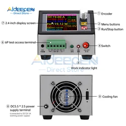 Tester di capacità della batteria da 150 W 20 A Schermo a colori TFT da 2,4 pollici Tipo CNC Tester di scarica di potenza di carico elettronico con adattatore americano