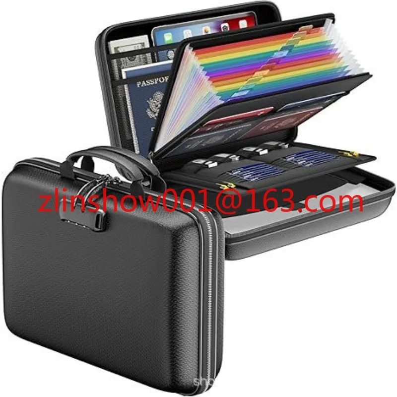 Portable file case Waterproof and fireproof information documents Valuables suitcase