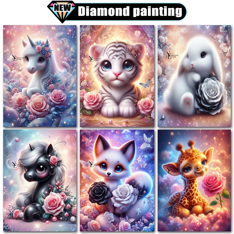 

Clearance Diamond Art Painting Cartoon Flower Animal Unicorn Giraffe Home Decor Full Square&Round mosaic embroidery Cross stitch