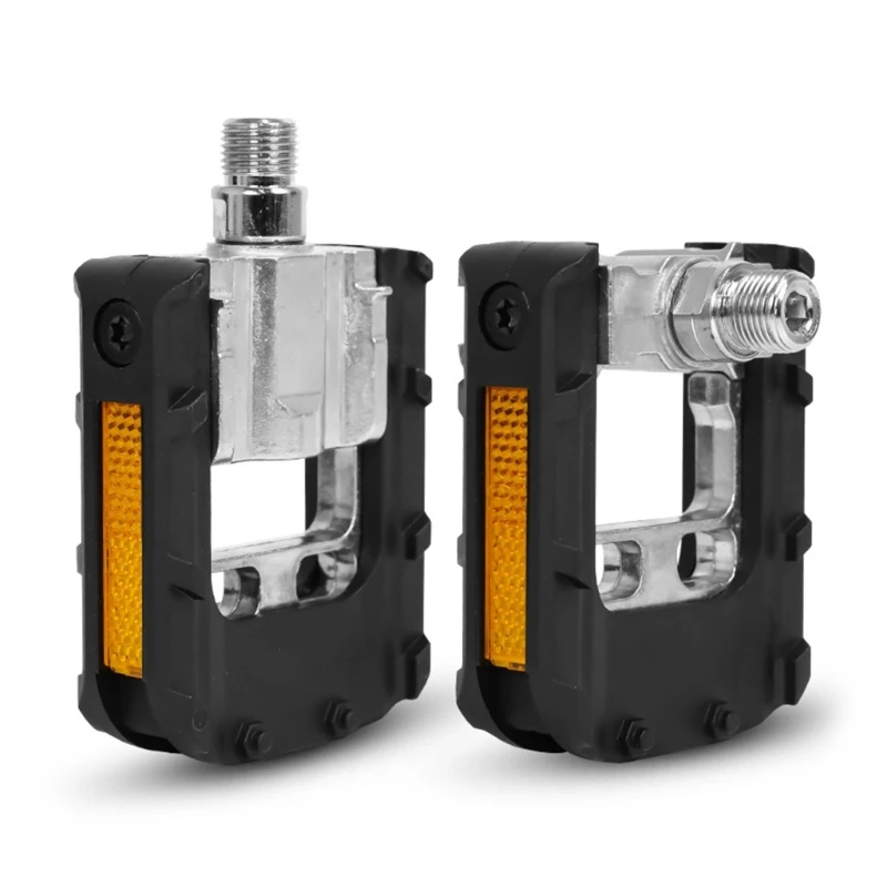 

Universal Folding Bike Pedals with Reflective Strips Wide Flat Cycling Pedals