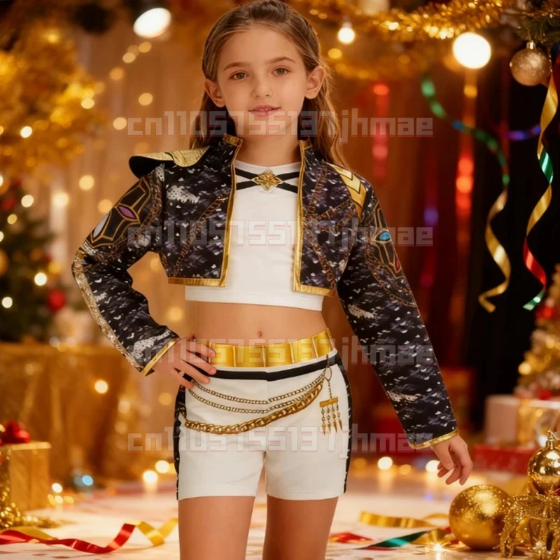 

3PCS Kpop Movie Halloween Costume Girl Rumi Coat+Tank Top+Shorts Sets Kids Demon Cosplay Costume Idol Singer Disguise Dress Up