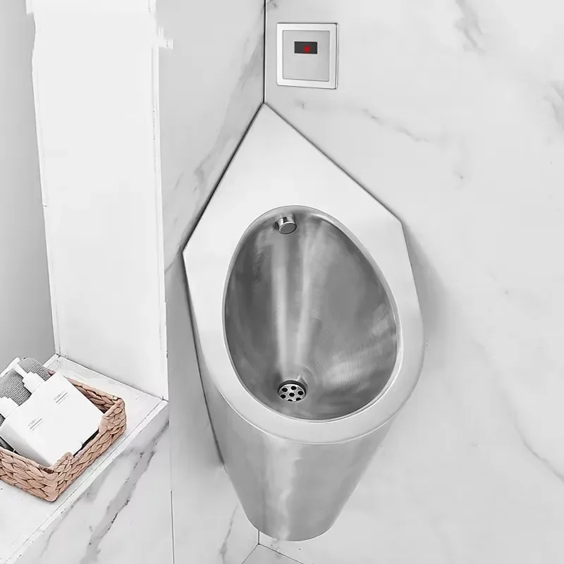 304 Stainless Steel Wall Mounted Corner Urinal Compact Space Saving Design Commercial Bathroom Equipment