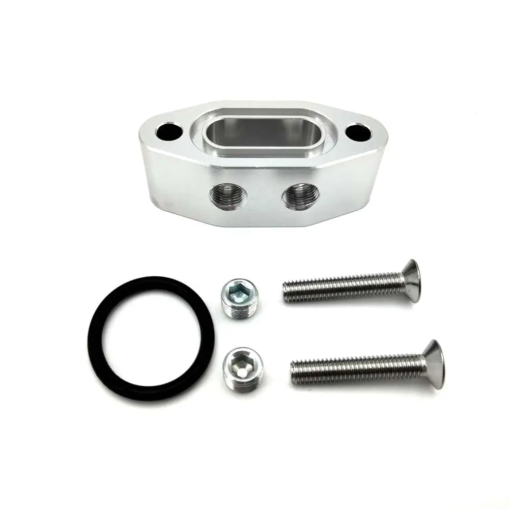 1 Set Aluminum Alloy Oil Feed Line Adapter Plate 1/8