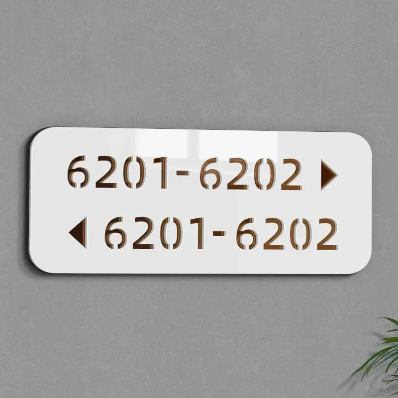 Modern Acrylic Door Plates Floor Sign Customized 3D Laser Cut Room Number Arrow for Office Shop Hotel Flats Apartment Restaurant