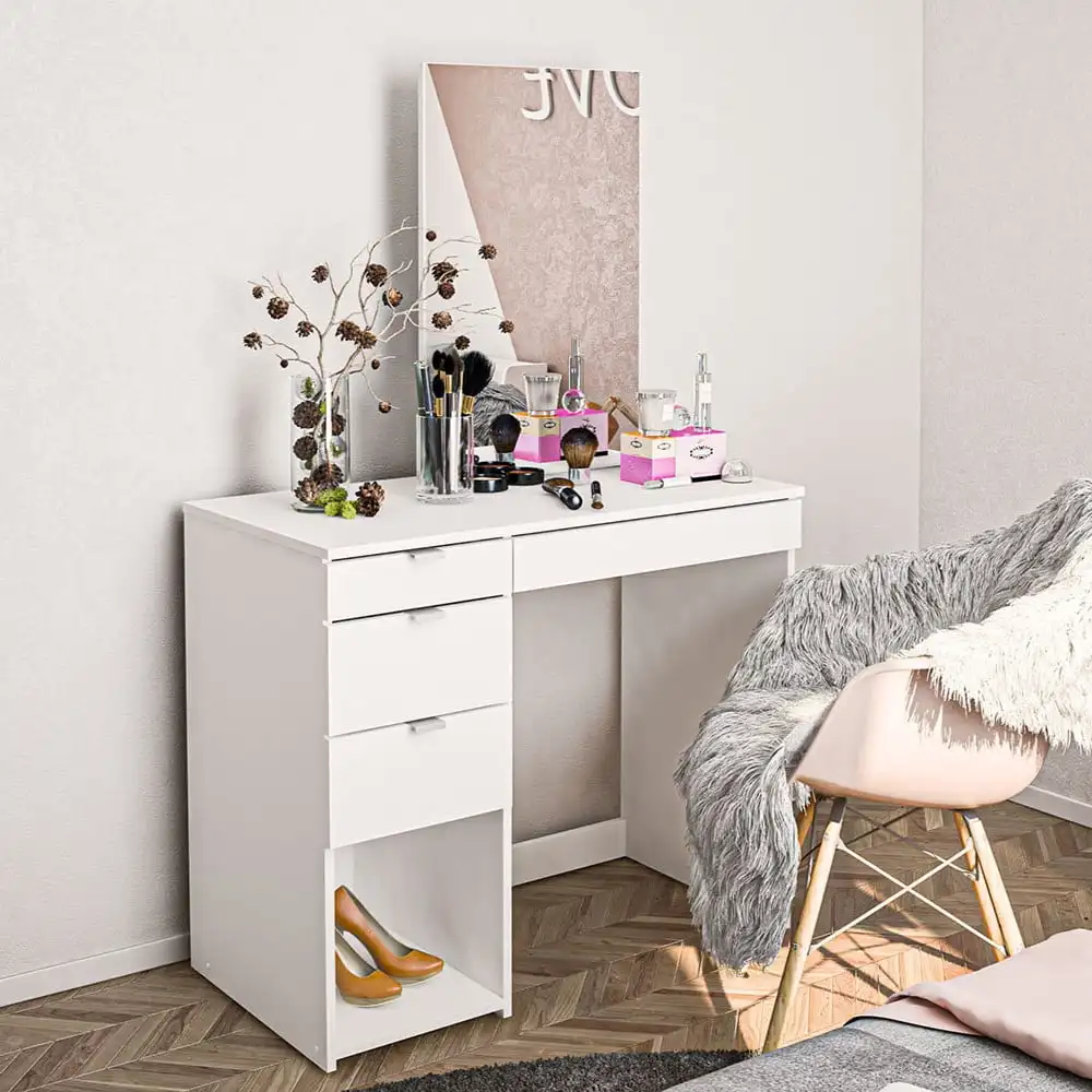 Joplin Modern Bedroom Vanity Table, White Finish