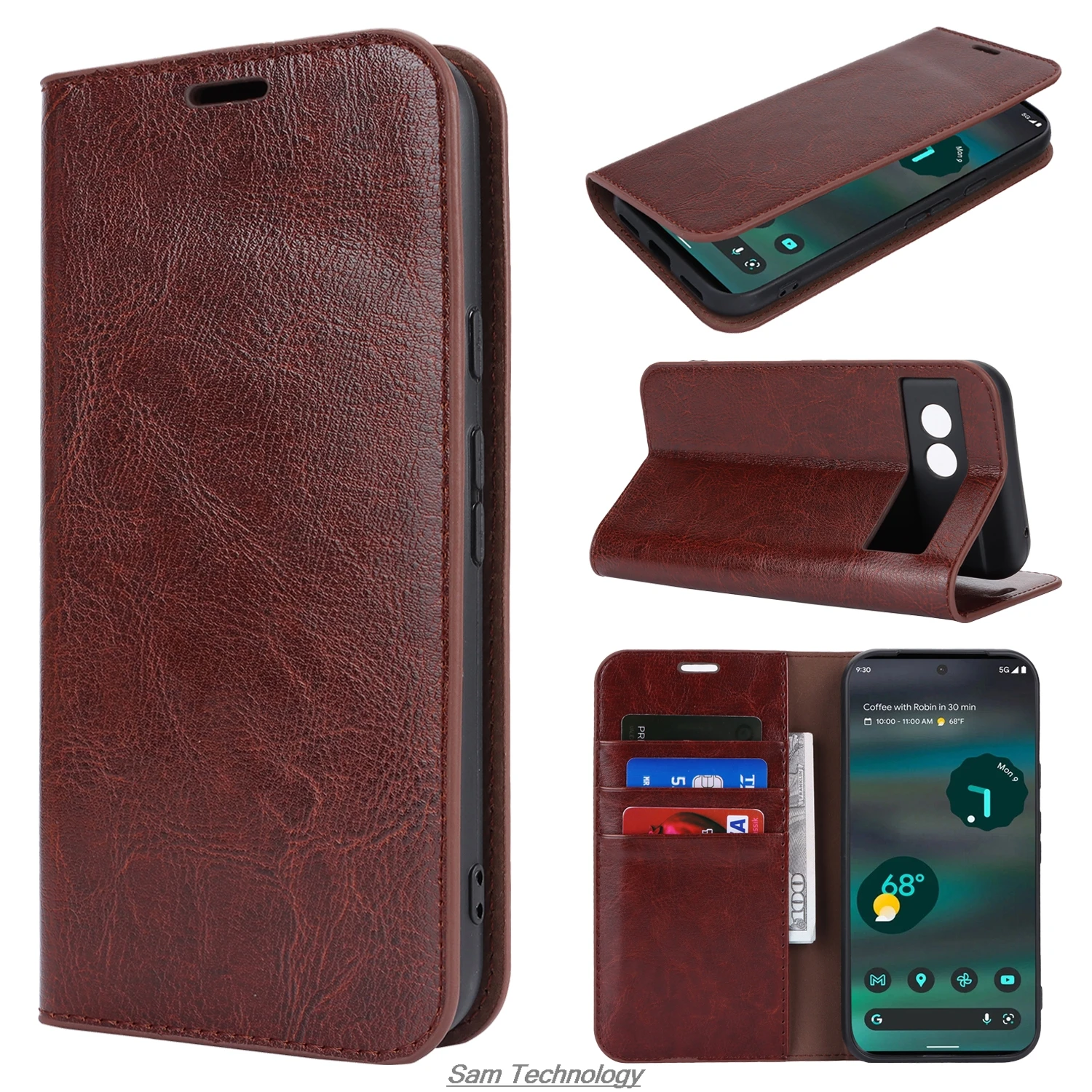 

Роскошный чехол-кошелек для Google Pixel 8A 6,1 дюйма, кожаный чехол премиум-класса, сумки с откидной крышкой, деловая сумка в стиле ретро, чехол Fundas Coque