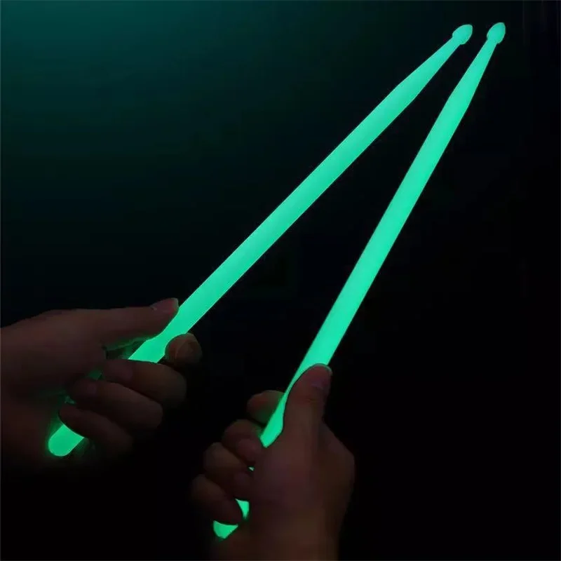 1 Pair 5A Luminous Drum Stick Nylon Fluorescent Drumsticks Glow in The Dark Bright Light Musical Instruments