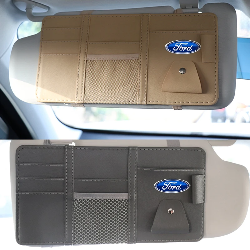 Car Sun Visor Point Type Multi-function Storage Bag Car Accessories For Ford Fiesta EcoSport Ranger Mondeo Mustang FOCUS 2 3 4