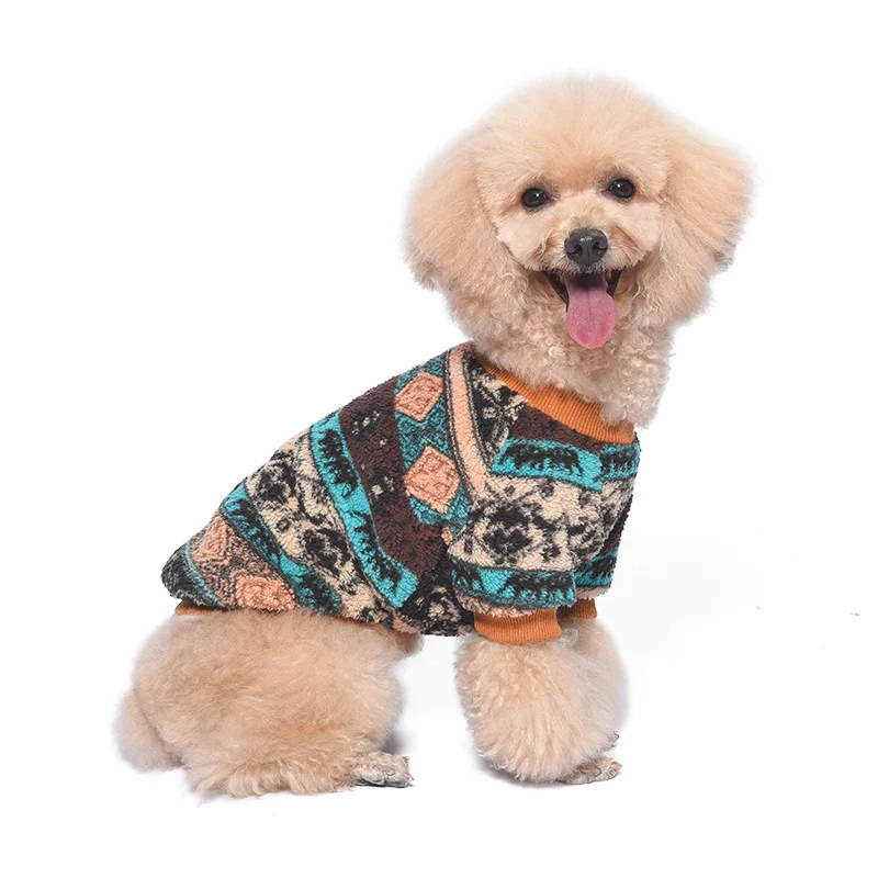 Veste rembourrée à col rond pour animaux de compagnie, pull épais, vêtements pour chiens, sourire, automne et hiver