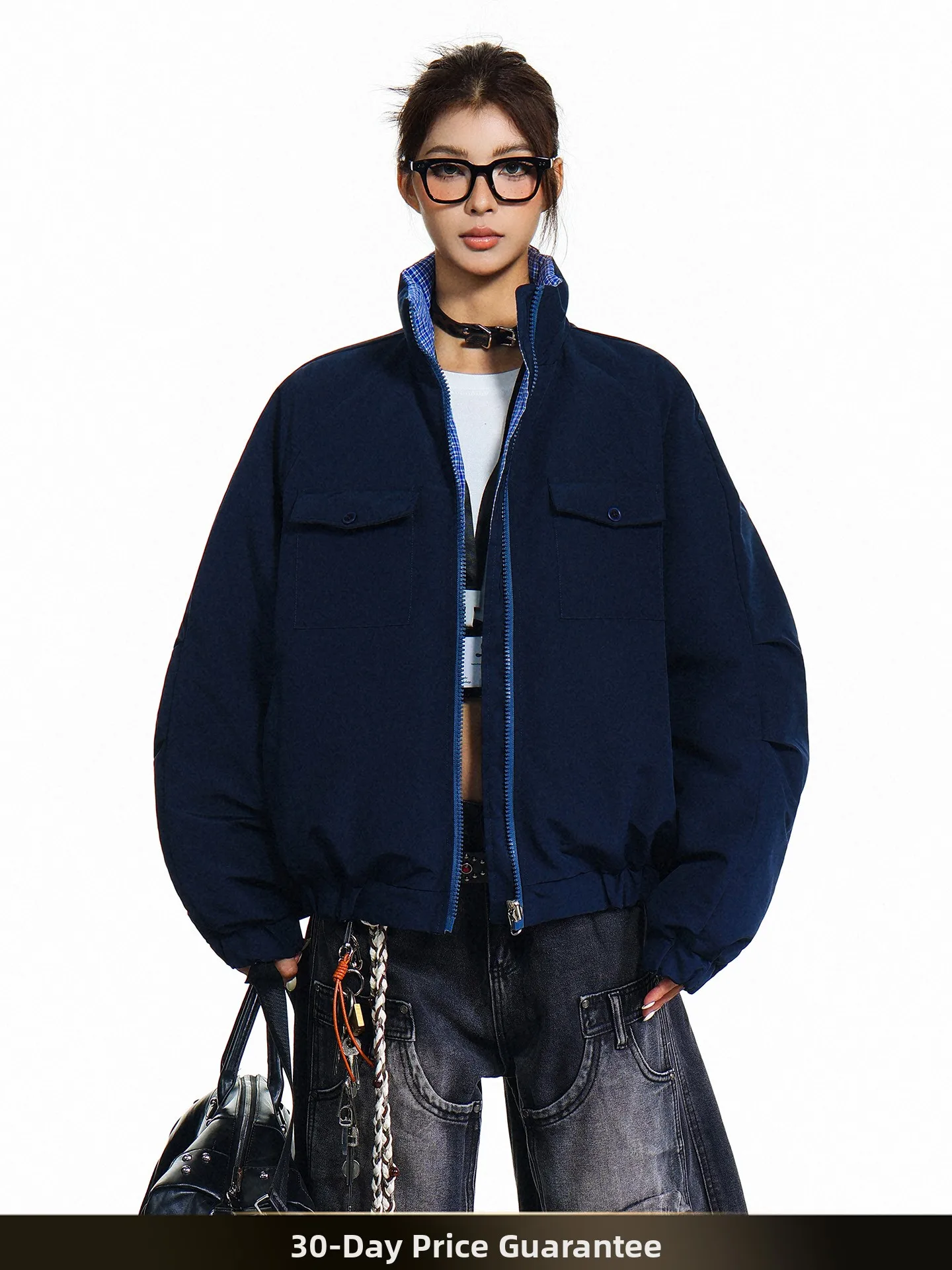 

Мужская зимняя куртка Nted American Retro в полоску, двусторонняя, из хлопка, свободного кроя, теплая, с воротником-стойкой, на молнии, повседневная, из полиэстера