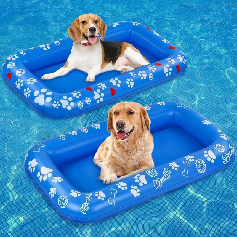 dog toy Environmental Protection PVC Inflatable Dog Floating Row Boat Blue Folding Pet Bed Supplies
