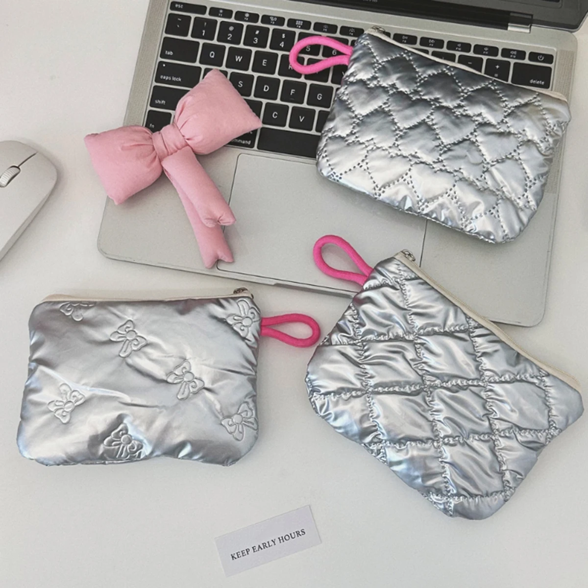 Women'S Bags At M&S - Bow Pattern Coin Purses Silver Lingge