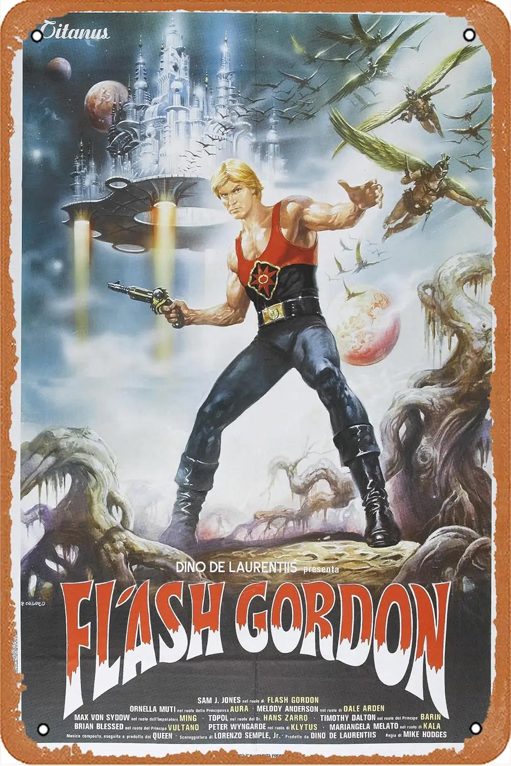 Flash Gordon (#2 of 11) 1980 Vintage Metal Tin Sign 12 x 8 Inches Poster Movie Poster