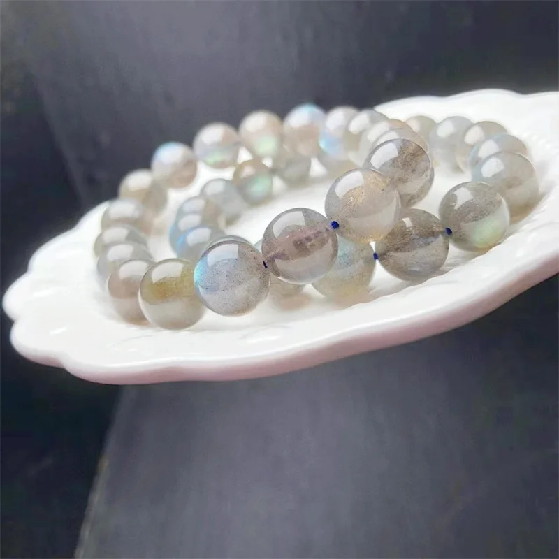 11mm Natural Labradorite Bracelet Women Bracelet Labradorite Quartz Stretch  Round Beads Bracelet  Jewelry