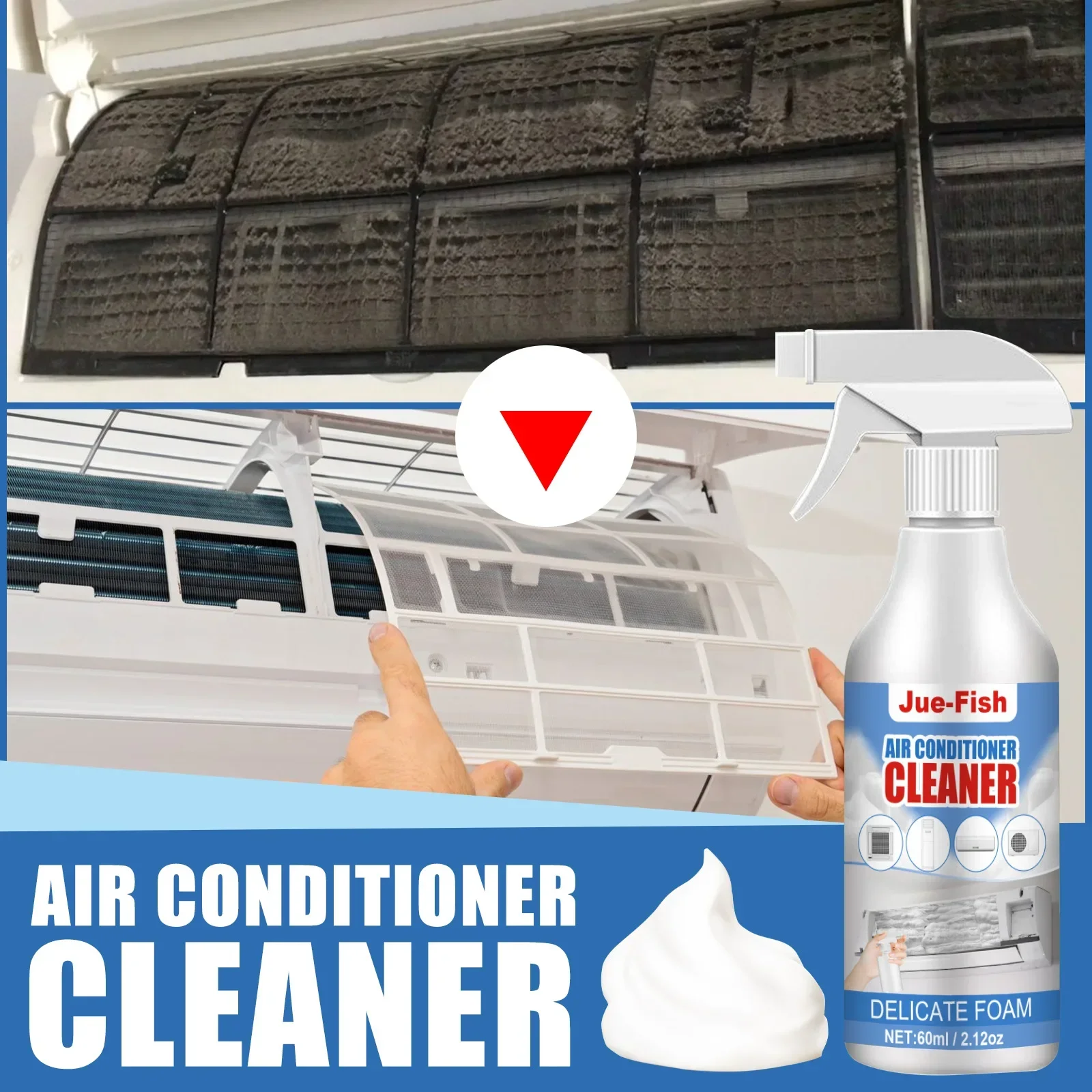 Air Conditioner Cleaner Deep Cleaning Radiators Fan Blade Remover Stain Deodorizer Smell Multipurpose Foam Cleaner Sprayer