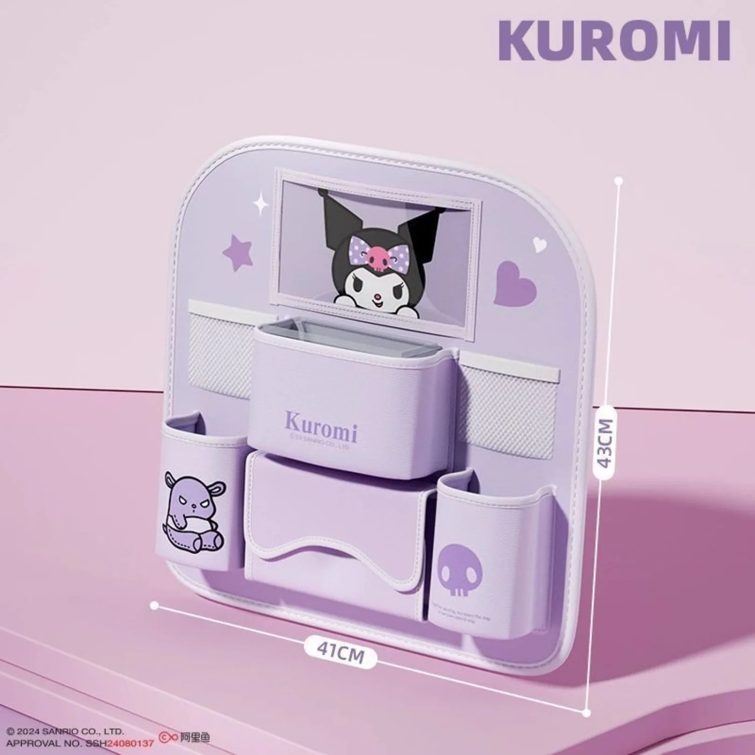Anime Sanrio HelloKitty Kuromi My Melody Cinnamoroll Portable Car Seat Back Organizer Pouch Cartoon Cute Kawaii Holiday Gifts view 3