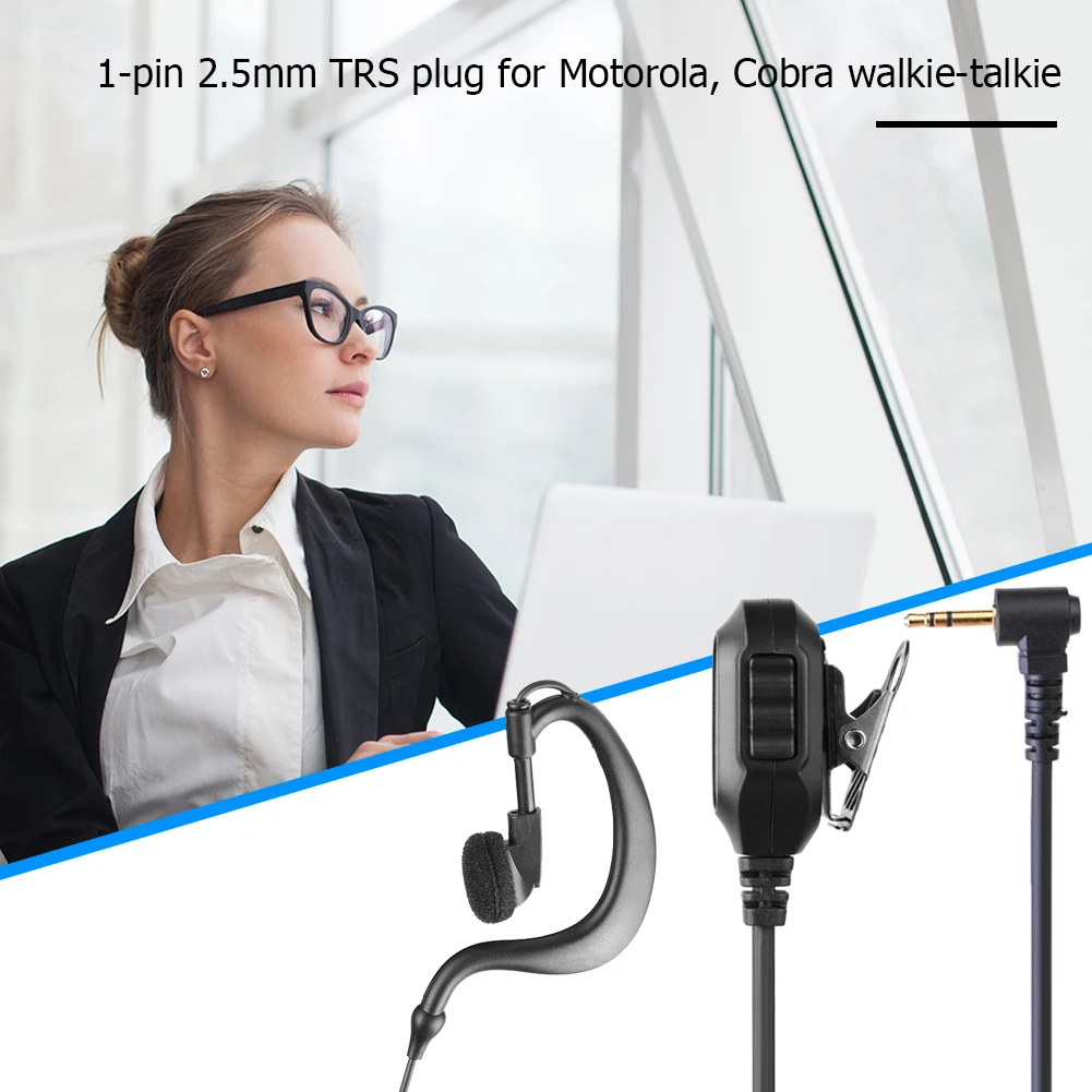 

2.5mm 1Pin Earphone Earpiece Headphone with PTT Mic Earphone Walkie Talkie Headset Multifunctional for Motorola Cobra Radio