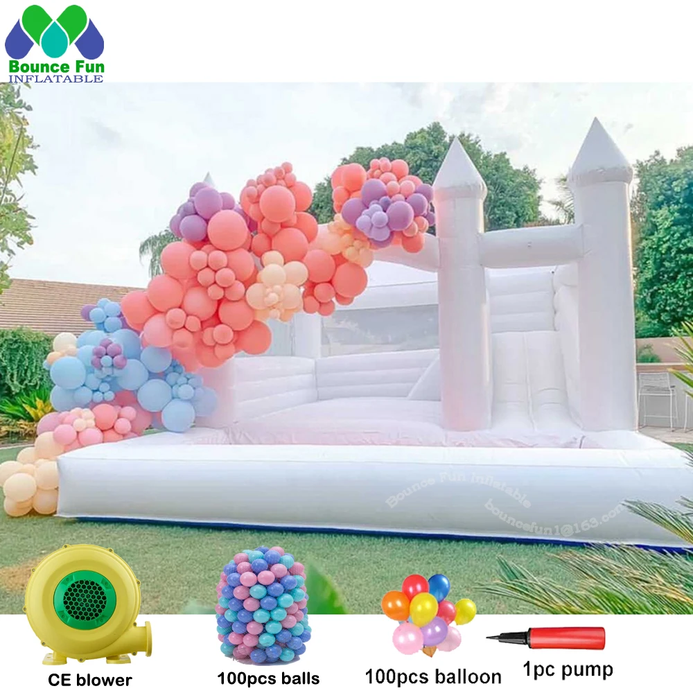 2025 ขาย Commercial งานแต่งงานสีขาว BOUNCE House Inflatable Bouncer สไลด์และ Ball PIT สระว่ายน้ําปราสาท Bouncy สําหรับปาร์ตี้