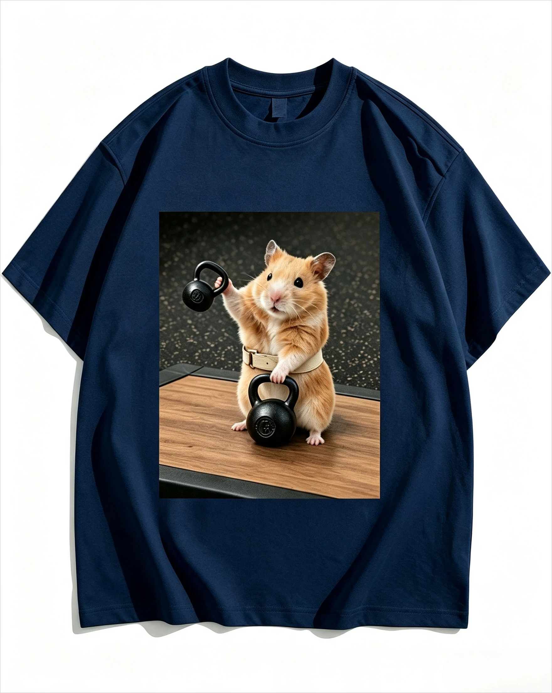 Strong Hamster Workout Kettlebell Scene T-shirt Men Women Fitness Lover Printed Tee Soft Cotton Loose Daily Streetwear Tops