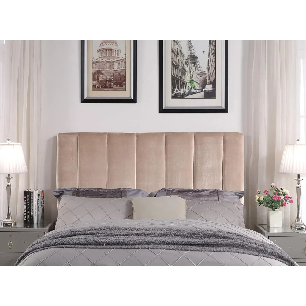 Headboard Velvet Upholstered Vertical Striped Modern Transitional Double Bed Headboard Wall Twin Bedroom Furniture Mattresses