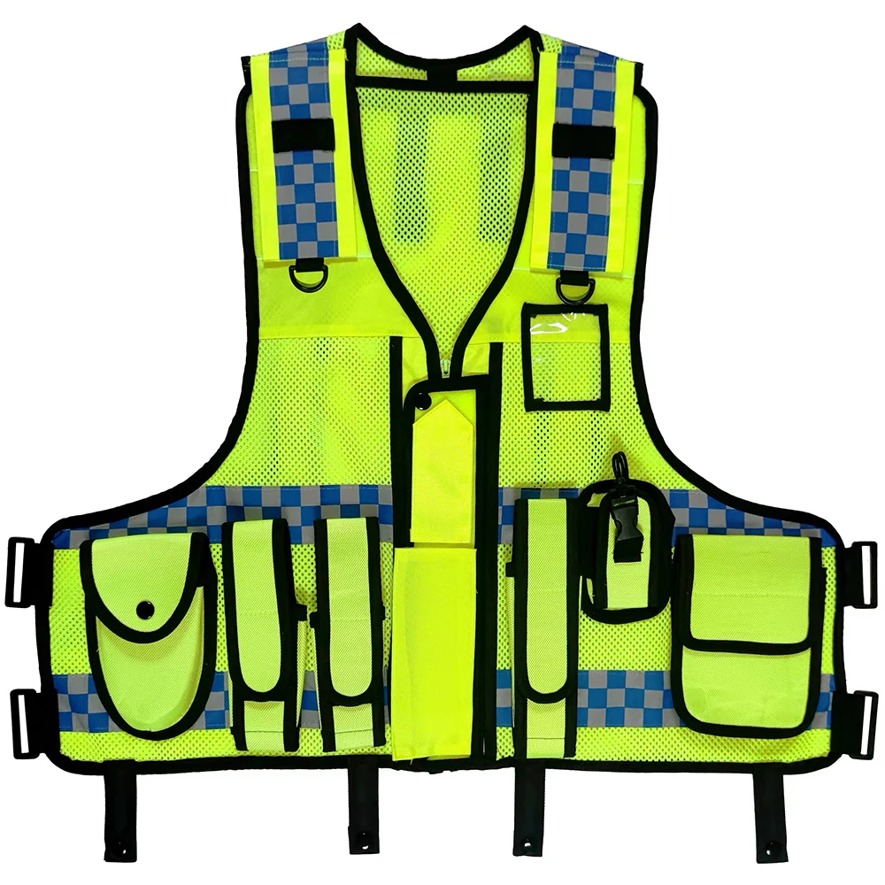 High Visibility Safety Reflective Vest Multi-Pocket Road Traffic Uniform Night Motorcycle Cycling Suit Hi Vis Workwear