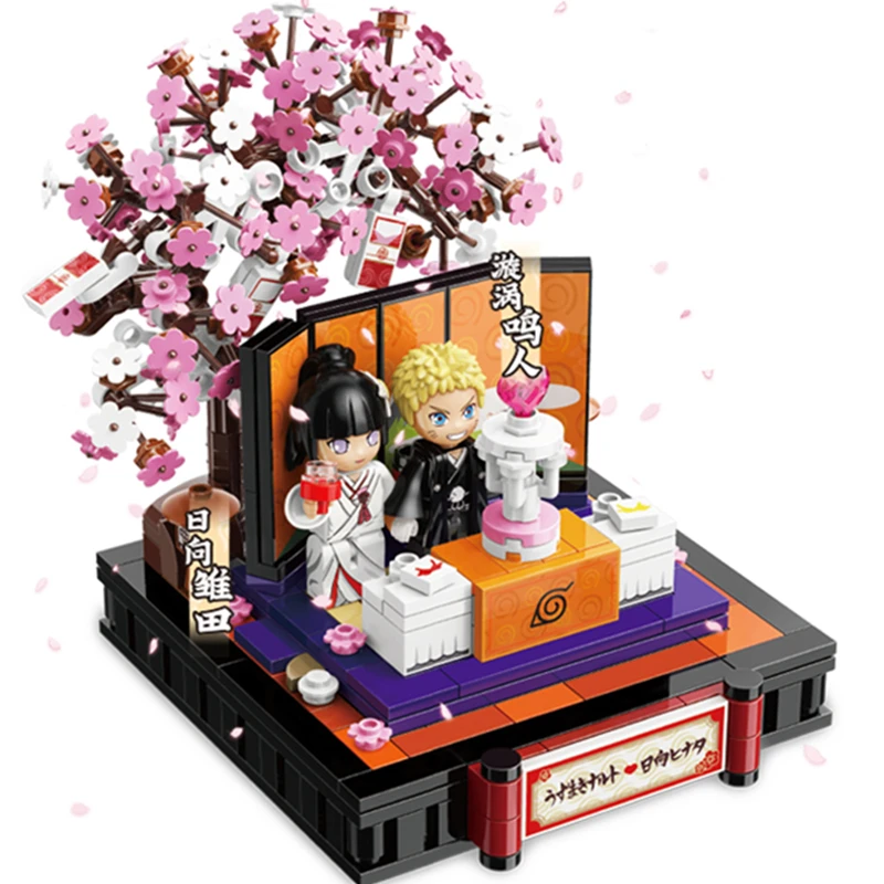 NEW Narutos And Hinata\'s Wedding Romantic Cherry Blossoms House Uzumakis Animes Building Blocks Classic Model Sets Bricks Kits