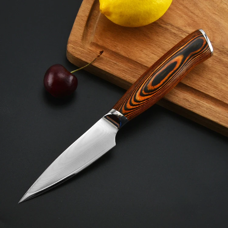 

Paring Knife Wood Handle 10Cr15Mov Damascus Steel 9cm Blade Messer Sharp Peeling Kitchen Knives For Cutting Vegetables And Fruit