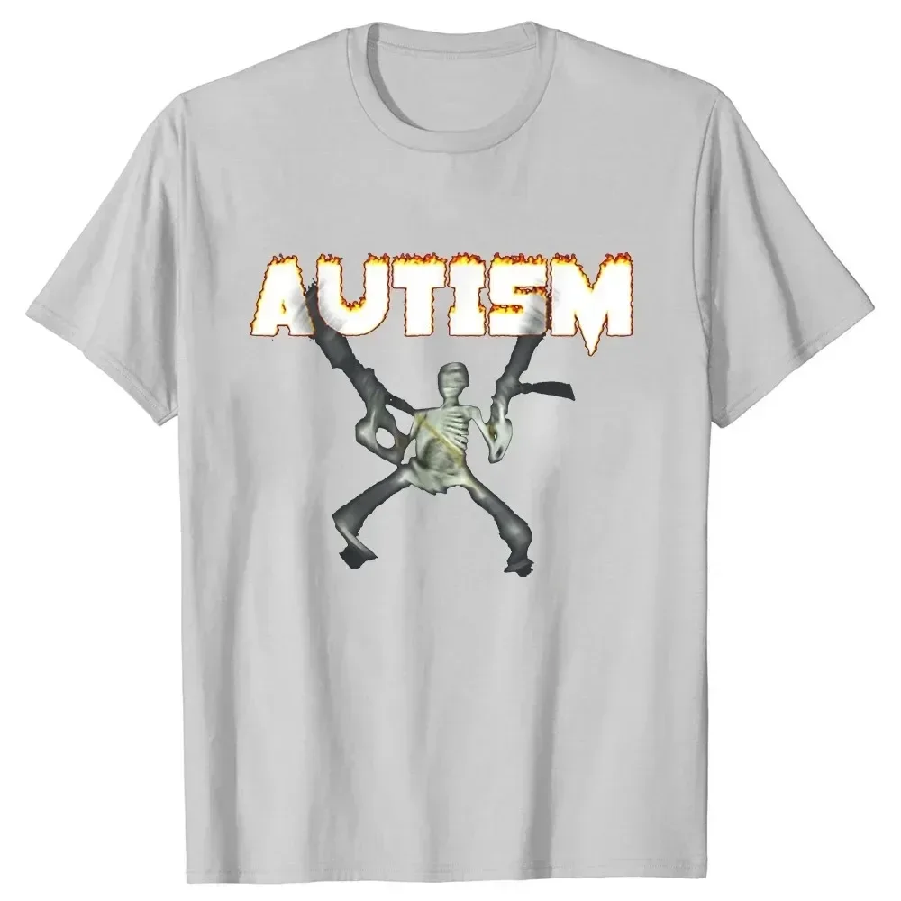 Retro Autism Skeleton Funny Men Women T-Shirt Neurodivergent Autism Awareness Support Graphic Tee Halloween Gifts Men Clothes