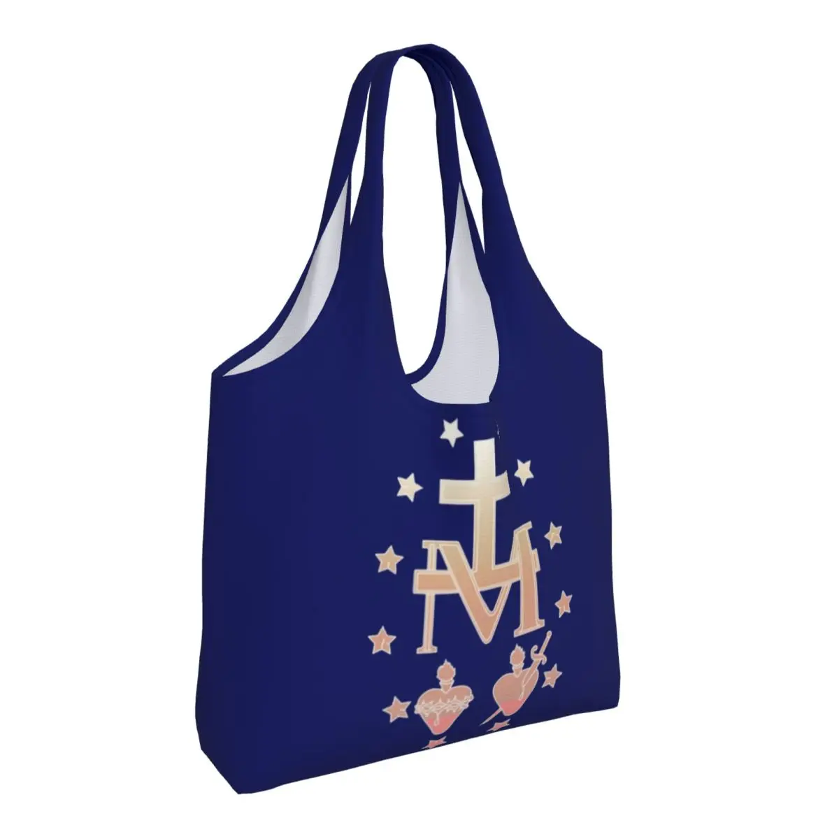 Moda Medalha Milagrosa Sacolas De Compras, Medalha de Reciclagem de Nossa Senhora da Graça Mercearia Lona, Shoulder Shopper Bag