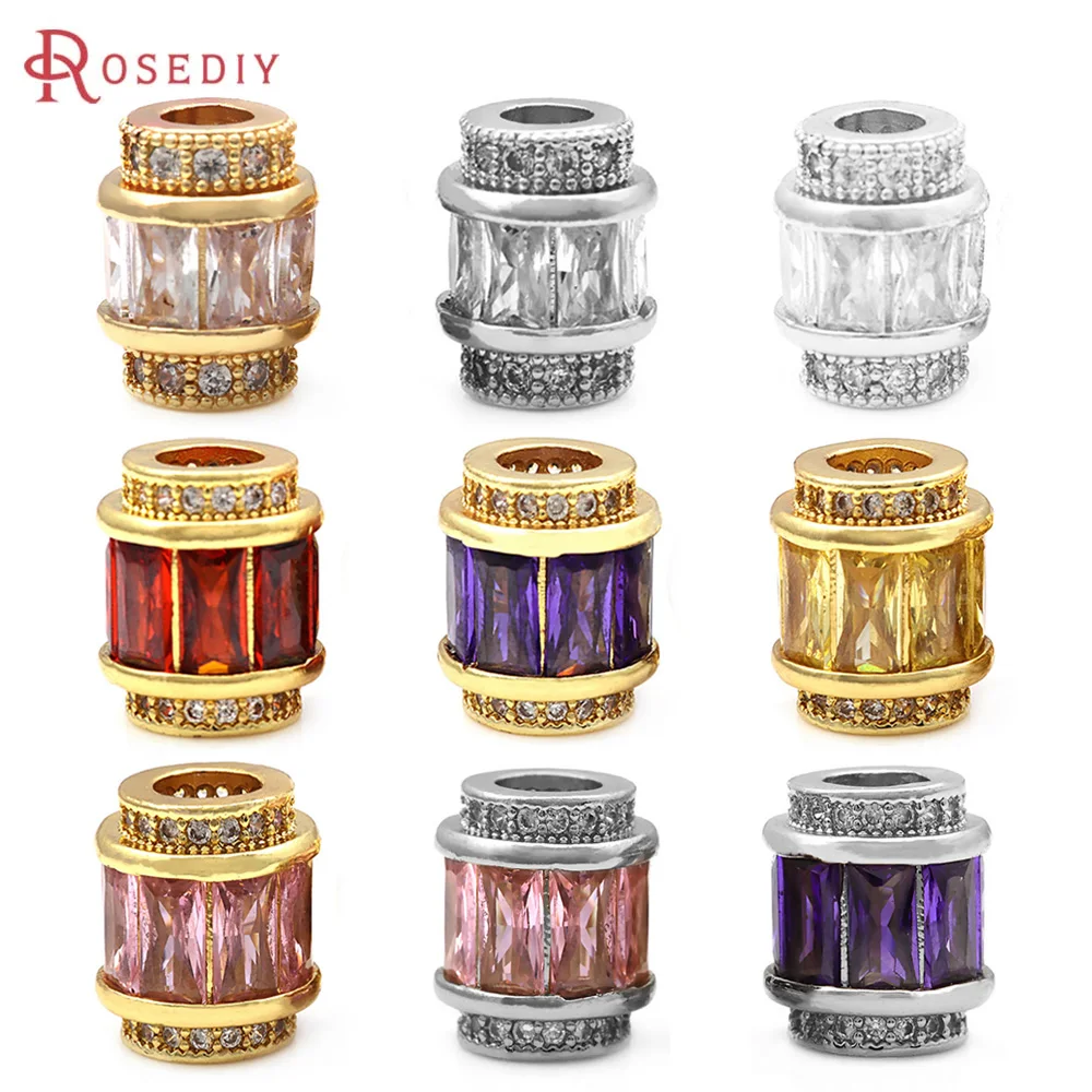 Brass Zircon Large Hole Cylinder Spacer Beads Bracelets Beads High Quality Jewelry Accessories Making Rosediy official-website