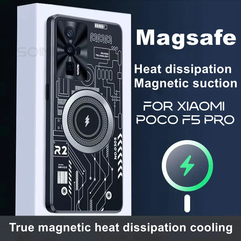 

Магнитный чехол Magsafe из меди и алюминия для Xiaomi POCO F5 Pro, защитный чехол с охлаждением для Xiaomi Redmi K60 Pro