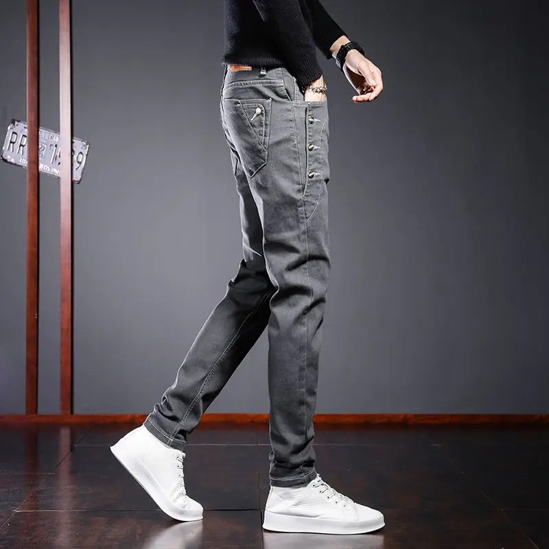 2026 New Men's Slim Fit Skinny Jeans Stretch Denim Tapered Leg Casual Pants