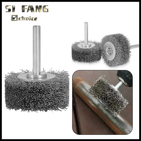 Roda de escova de fio de alta dureza 50mm, ferramenta rotativa de polimento de aço inoxidável para remoção de ferrugem, rebarbação de borda, 1 peça