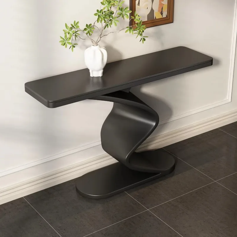 Modern Luxury Fashion Entrance Table with Artistic Twist Legs, Marble Finish, Corridor Entrance Sofa Side Table