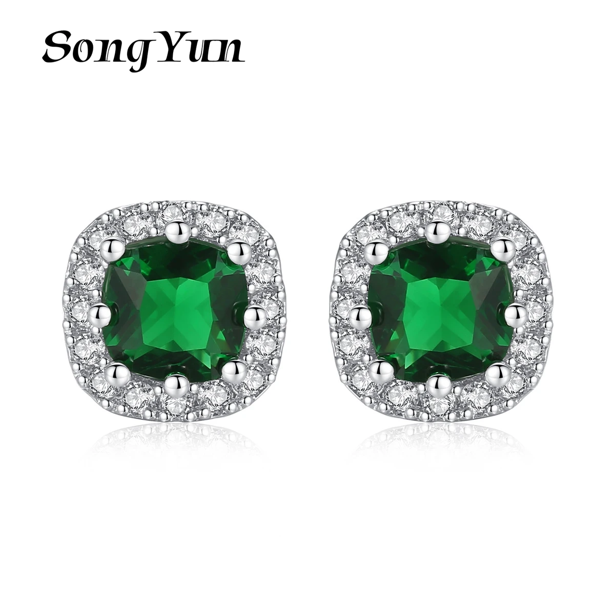 

SongYun Jewelry Manufacturer MHT Colored Zircon Stud Earrings With Copper Inset Crystal Simple Earrings For Women Accessories