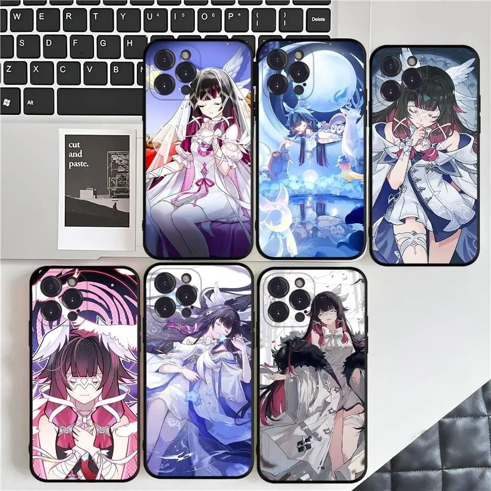 Genshin Impact Columbina für iPhone 17 16 15 11 13 14 Pro Max Plus 12 Mini Schwarz Shell Cover Handyhülle