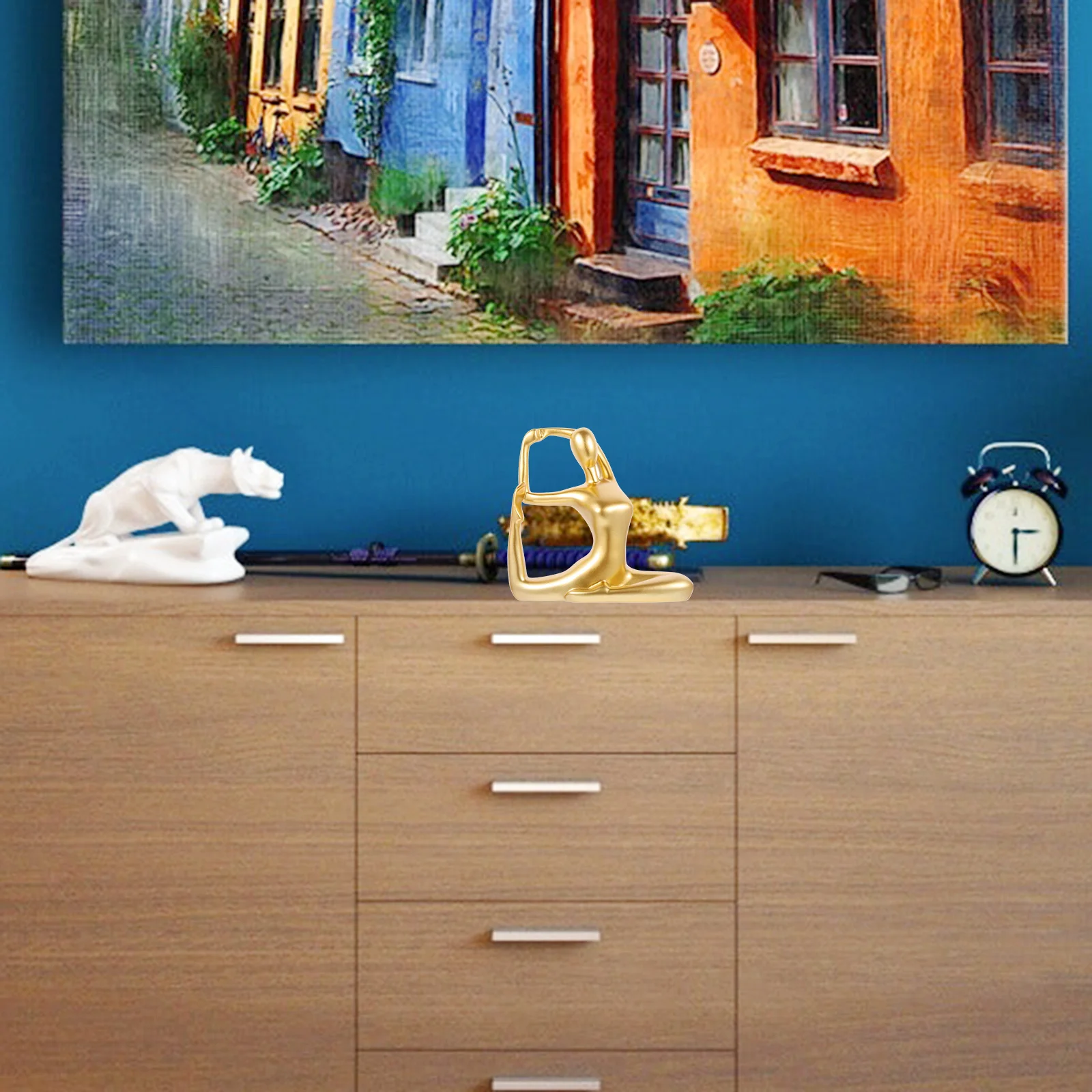 

Handmade Resin Yoga Statue Abstract White Meditation Zen Style Home Decor Table Ornament Yoga Figurine