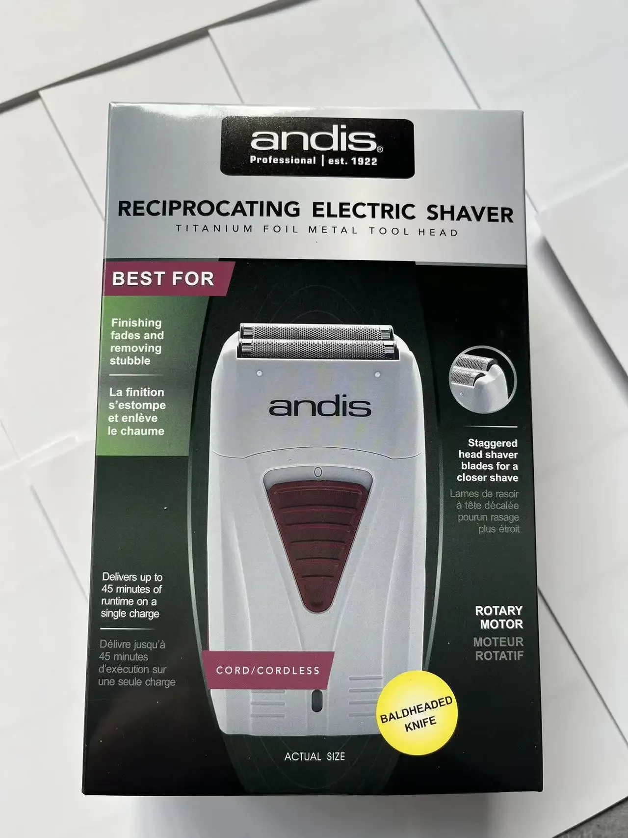 Original Andis  Foil Lithium Titanium Shaver Smooth Shaving Cordless Shaver With Charger For Men Razor Bald Hair Clipper 17170